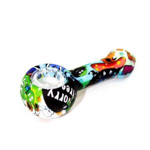 Silikonpfeife Glaskopf 11 cm. Gemischte Farben