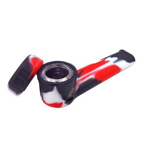Silikonpfeife und Glaskopfdeckel, Rot und Schwarz, 90 mm.